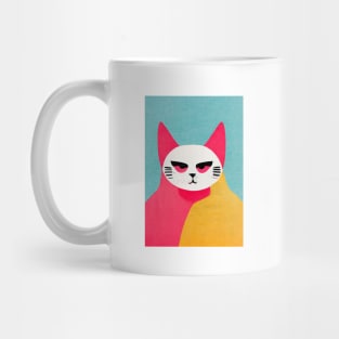 Endboss Cat Retro Poster Vintage Art Cat Wall Turquoise Pink Illustration Mug